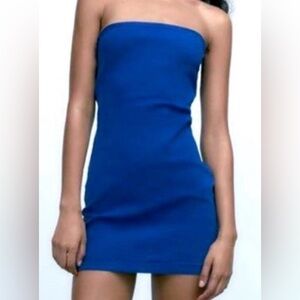 Zara Strapless Dress in Deep Blue